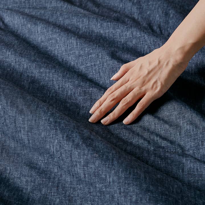 Olliix - Vente Parure de lit - Ensemble de couette inspiré du denim chambray, bleu marine1