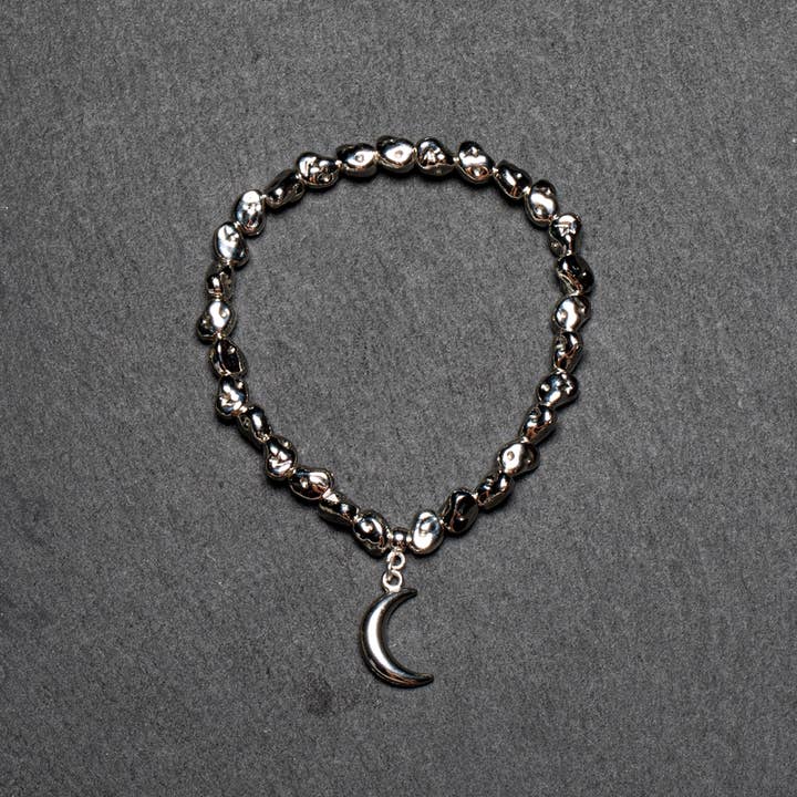 Moon Charm Nugget Bracelet in Silver Plate for wholesale by Suzie Blue Canada