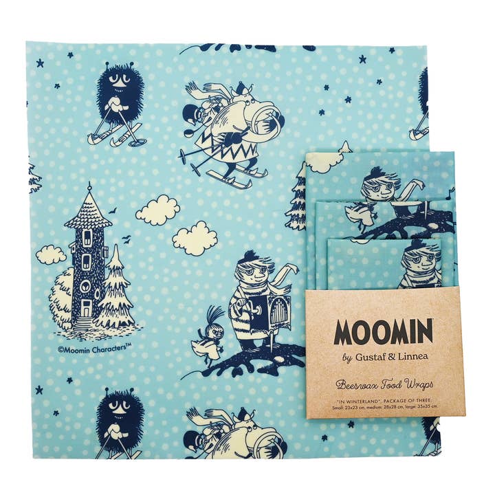 Gustaf och Linnea - Wholesale Food Storage Wrap/Bag - Moomin by G&L - Beeswax Wrap "In Winterland" Three-Pack