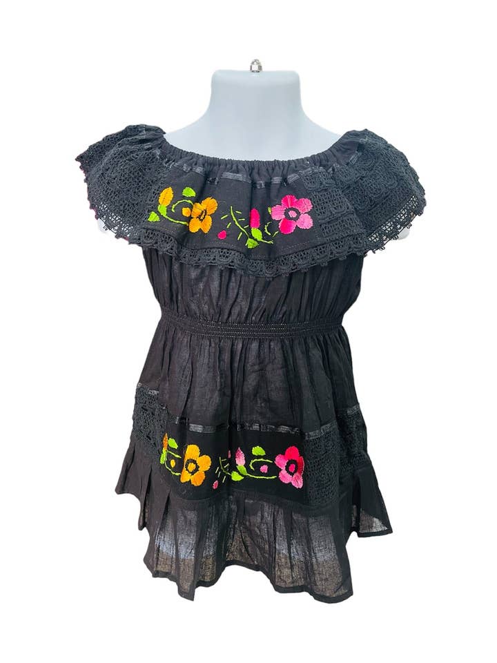 Vestido Campesina para Menina Preto por atacado de Cielito Lindo