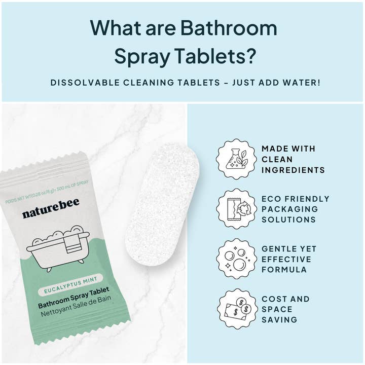 NATURE BEE - Wholesale All-Purpose Cleaning Spray - Eucalyptus Mint Concentrated Bathroom Cleaner Refill Tablet1