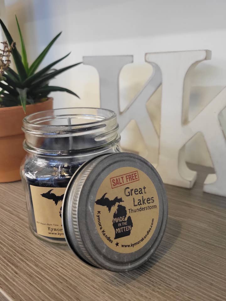 Mini Mason Jar Candle - Great Lakes Thunderstorm for wholesale by Kymora Kandles