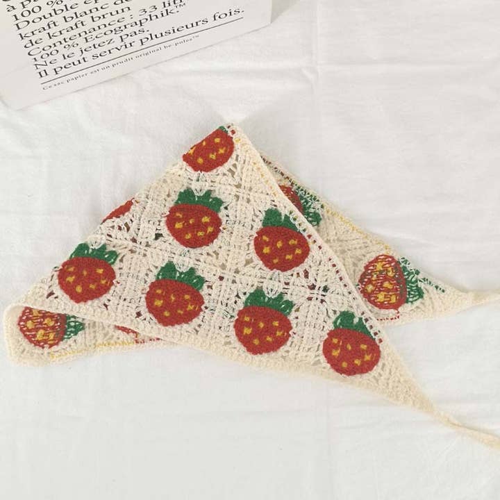 MKS America - Wholesale Bandana - Women's - Cherry Strawberry Floral checkered Crochet Bandana -56colors14