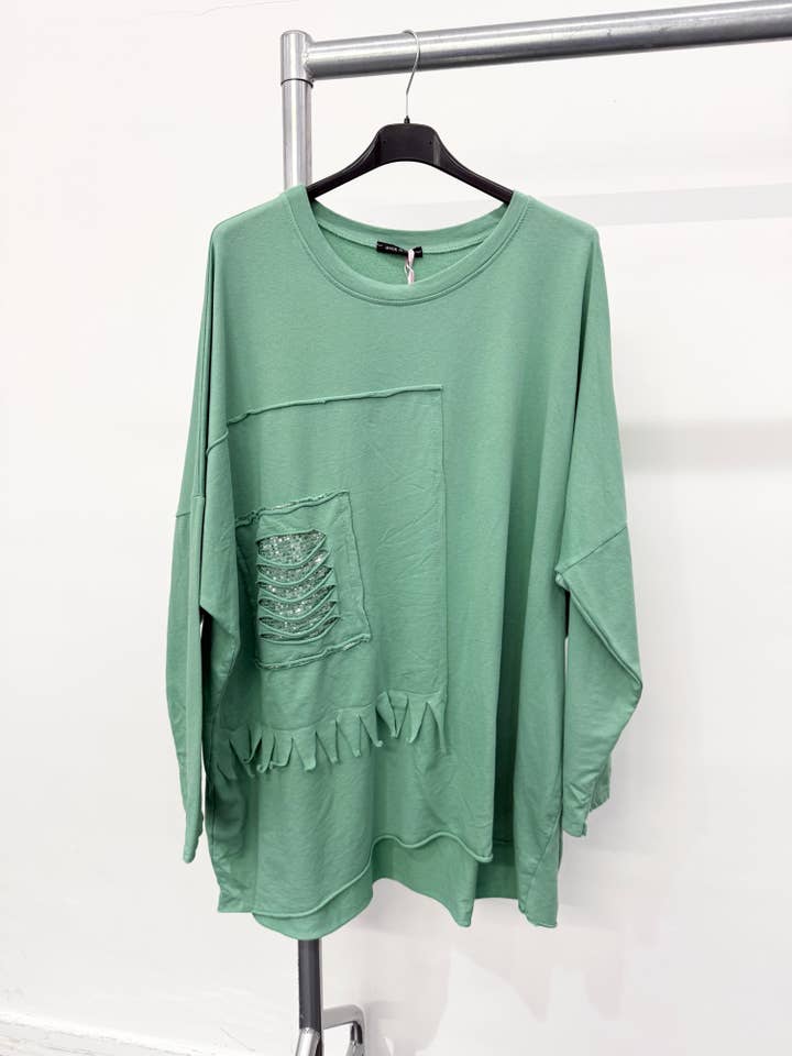 Lucy Sparks - Wholesale Tunic - Women's - Pure stretchy cotton plus size raw edged top with distressed9