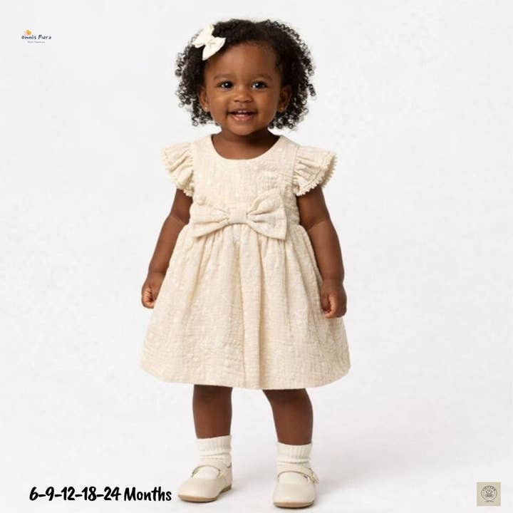 Girl 6–24 Months Crispy Flower Dress – Soft Textured Fabric for wholesale by Omnis Pura