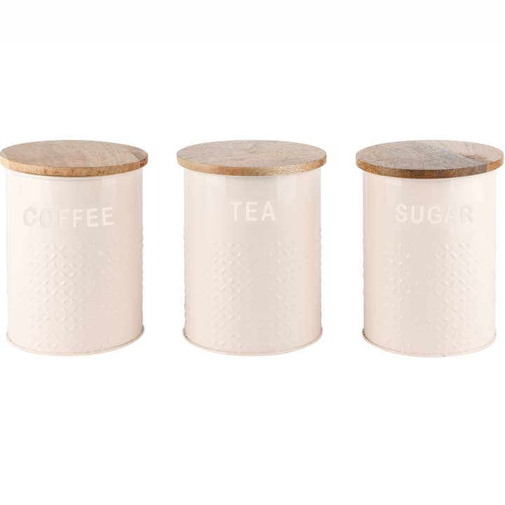 Dekoratief - Wholesale Food Storage Container - Storage pot 'Coffee/Tea/Sugar', 11x11x15cm, 3ass.