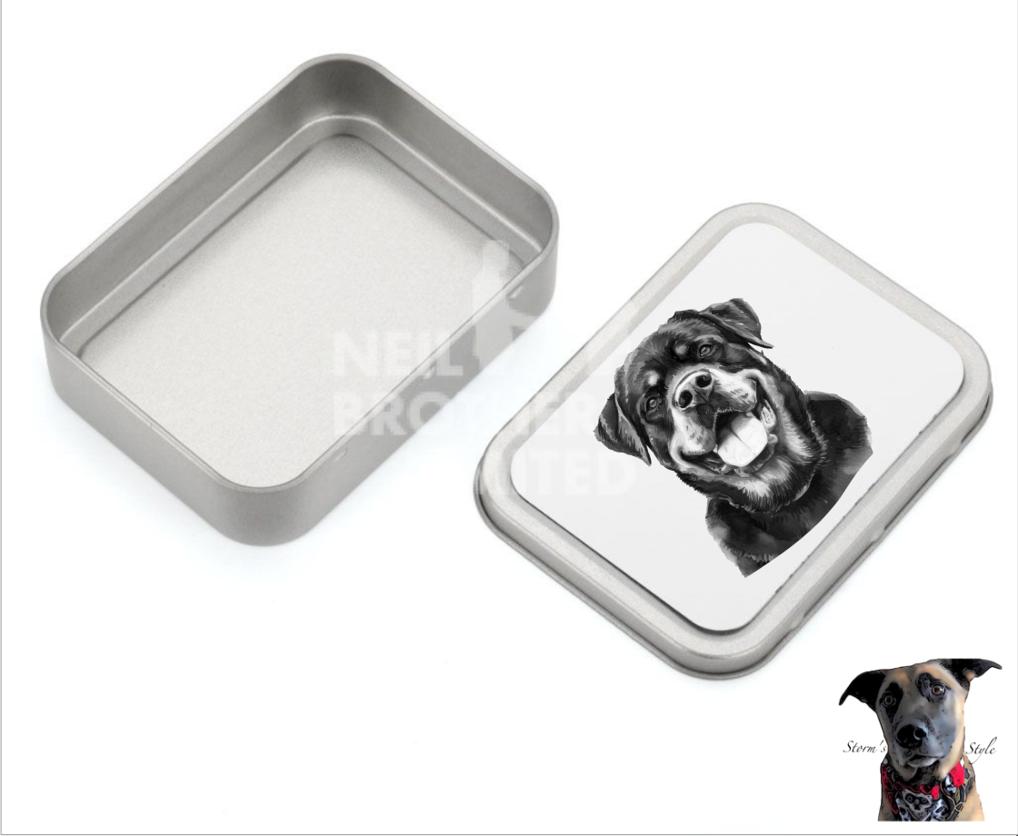 Storms Style - Vente Bocal à friandises – chien - Boîte à friandises en métal pour petit chien noir et gris - de nombreuses races41