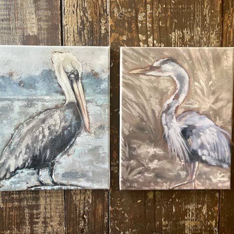 Rustic Nester - Wholesale Art Print - Pelican canvas art print, Coastal art, Ocean theme decor2