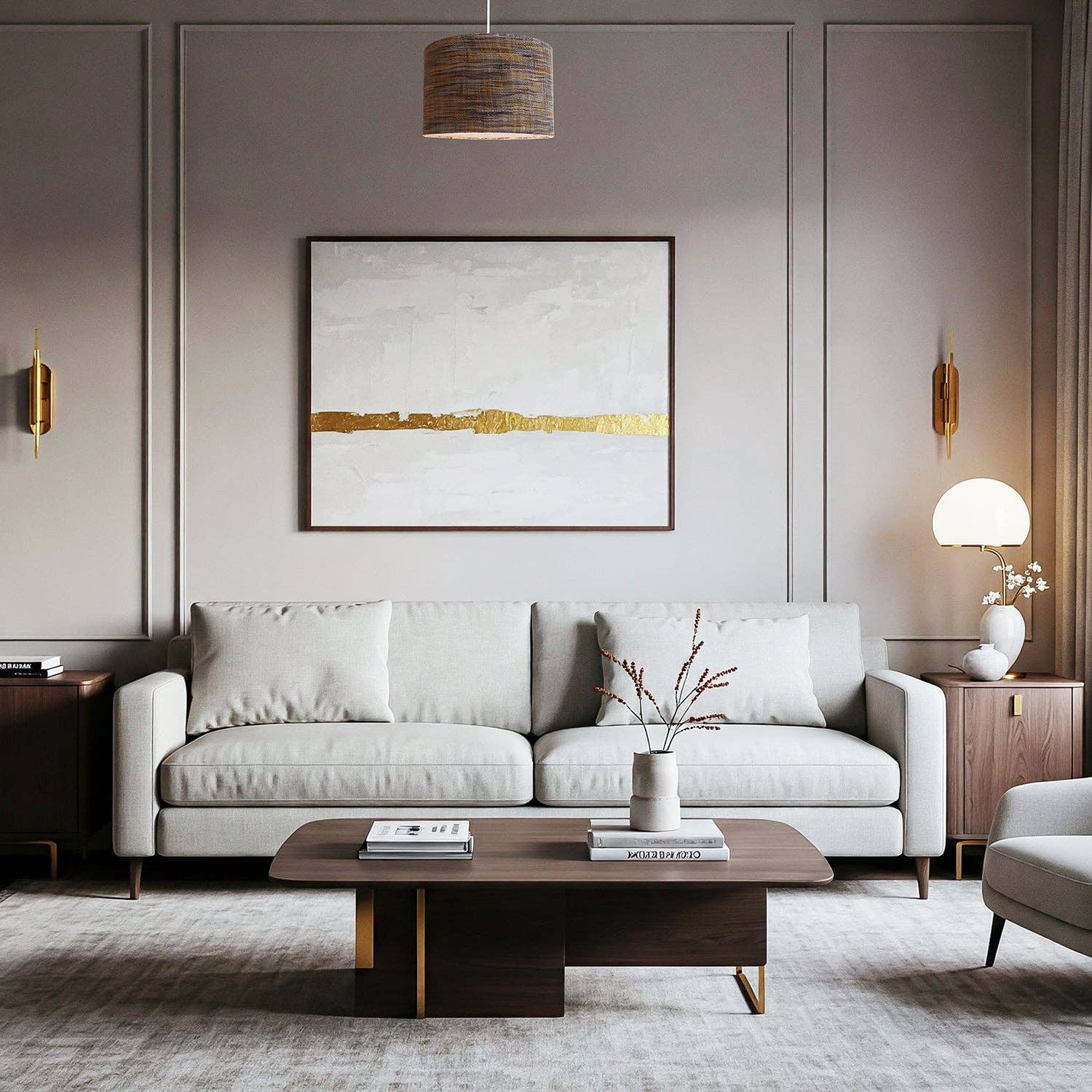 Happy Homewares – wholesale Lampshade – Vintage Lined Linen Fabric Lamp Shade in Mustard Burgundy and Grey6