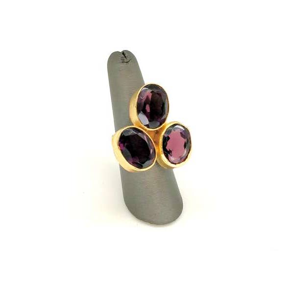 ✨ Amethyst Adjustable Ring | Gold-Plated | Handmade Turkey for wholesale by ZEYZEY