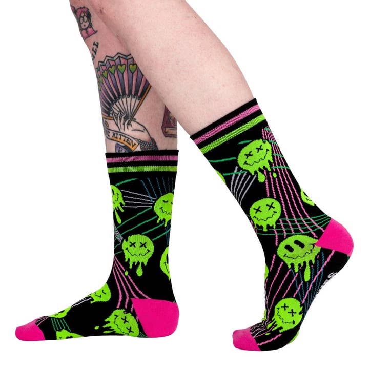 Laser BassFace Melt Supreme Crew Socks for wholesale by FootClothes LLC