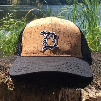 "Michigan D" BLACK Cork Baseball Cap for wholesale by LIVNFRESH