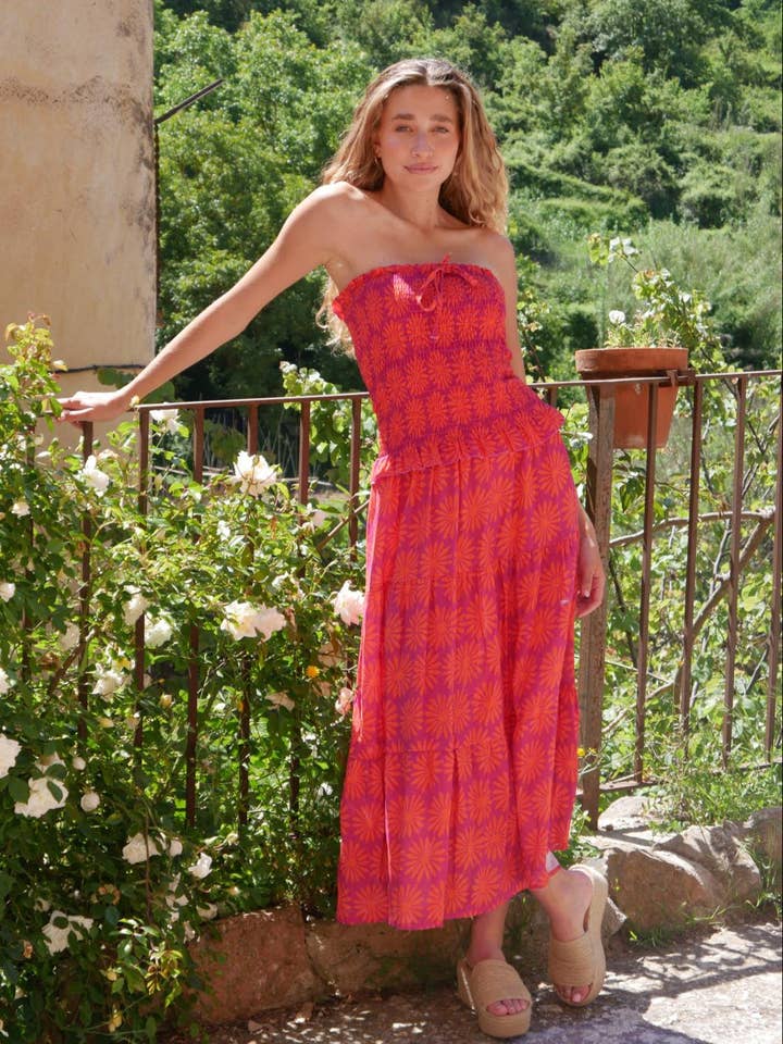 Abito Casiopea Arancione Lino per la vendita all'ingrosso da parte di MindTraveler