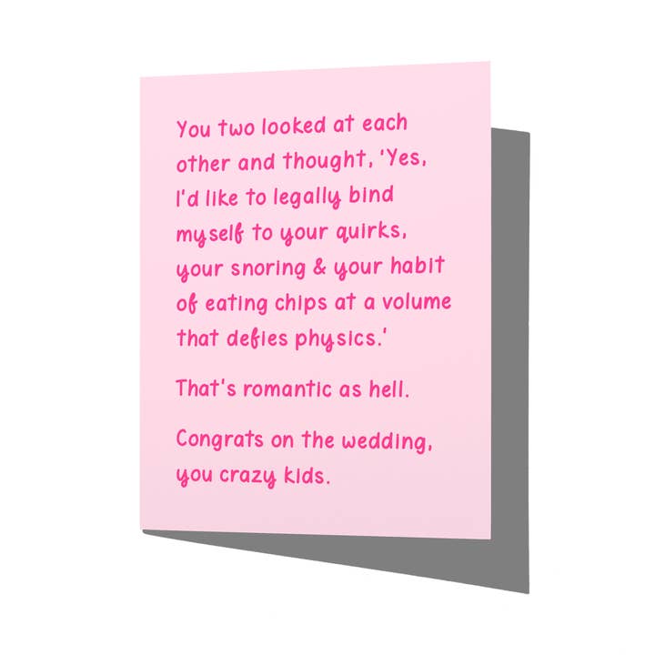 Romantic As Hell Funny Wedding Greeting Card for wholesale by La Folie Press