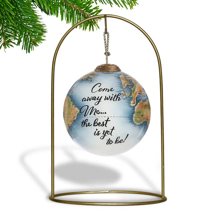 Inner Beauty Gifts - Wholesale Ornament - Globe Earth World Map Hand Painted Glass Hanging Ornament