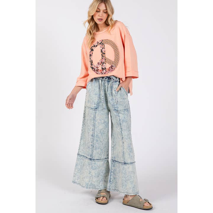 Sage + Fig - Wholesale Pants - Women's - MINERAL WASHED DENIM PANTS (SP7577)