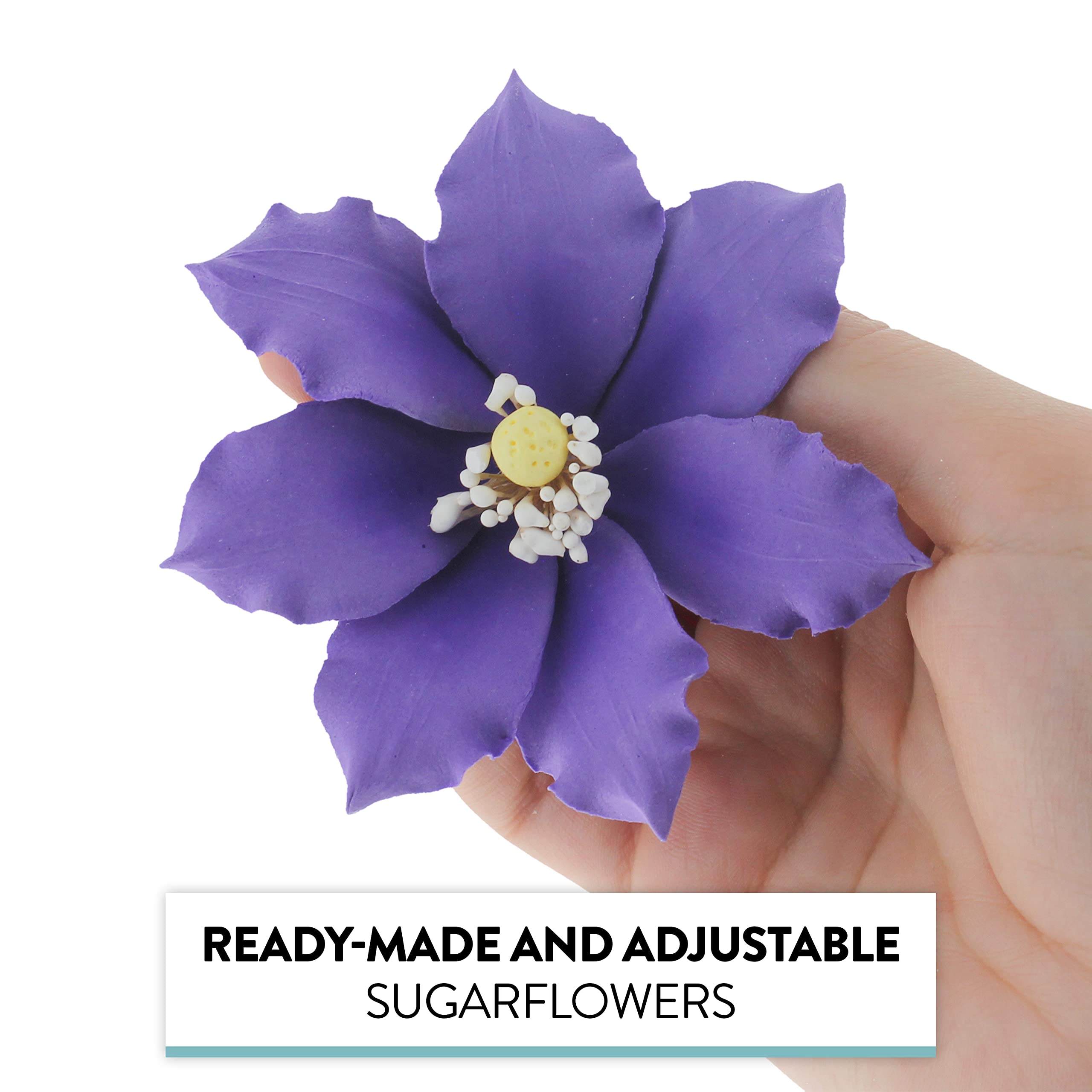 Global Sugar Art - Wholesale Cake/Cupcake Topper - Clematis Gum Paste Sugar Cake Flowers by Global Sugar Art, Purple, 3 Count2