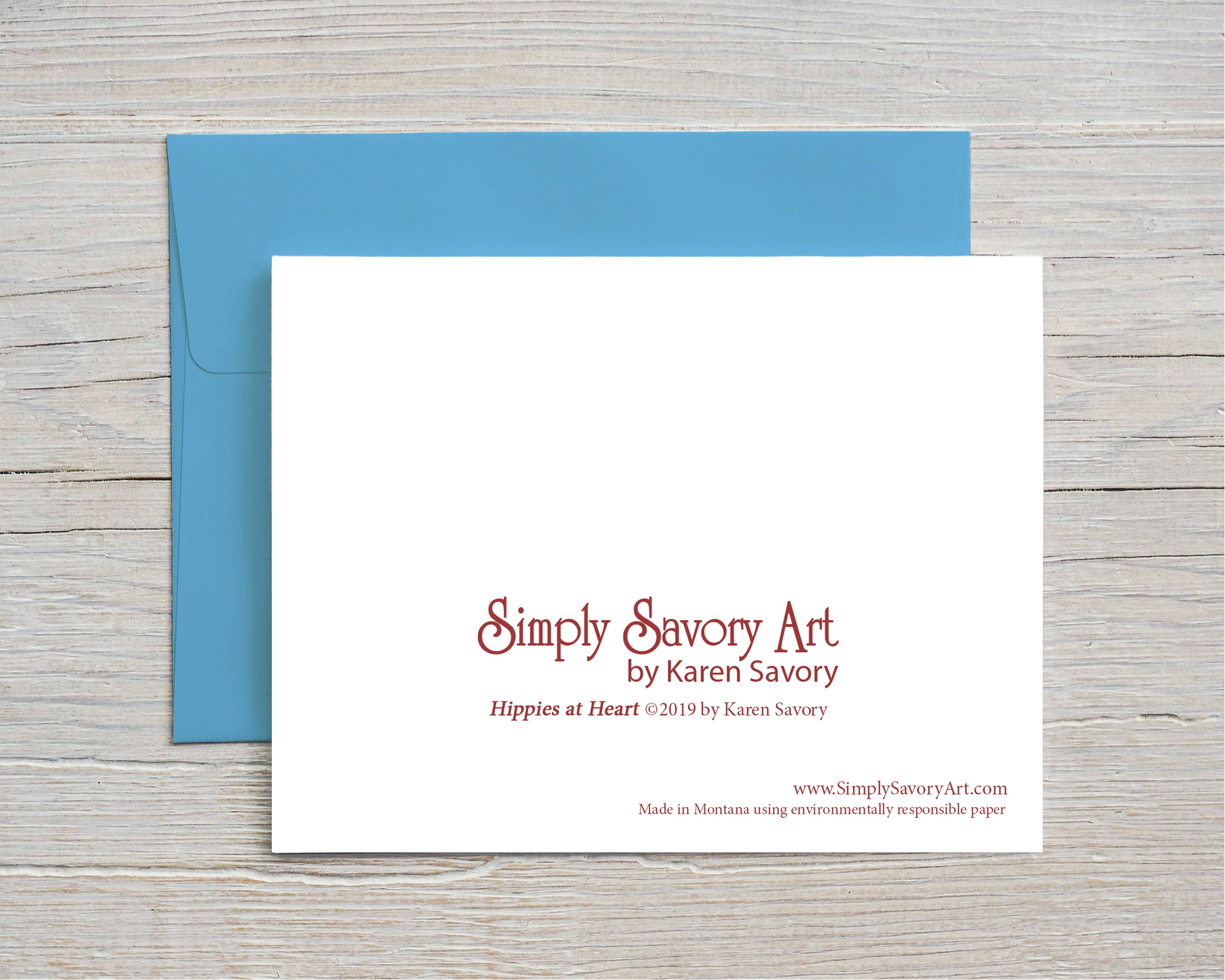 Simply Savory Art - Wholesale Stationery/Notecard Set - Hippies At Heart Notecard1