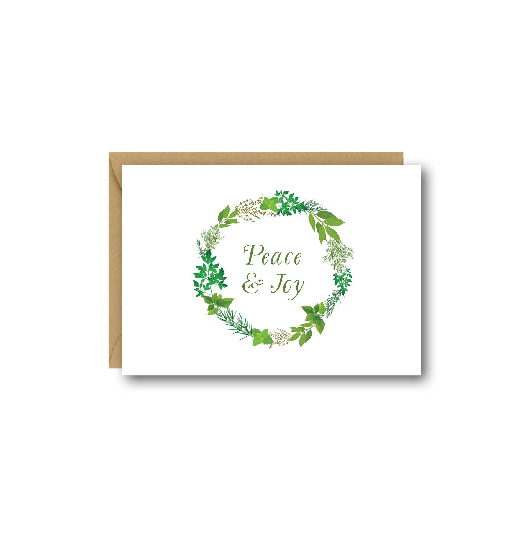 Idea Chic - Wholesale Season's Greetings Card - Peace and Joy Herb Wreath Holiday Enclosure Card
