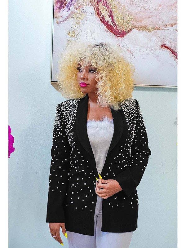 Blazer met kralenrevers en lange mouwen voor wholesale door Aria Romance