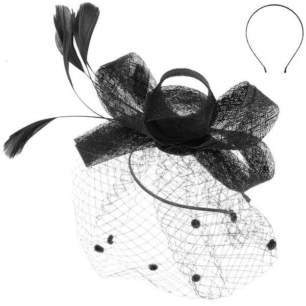 anbfashion - Wholesale Fascinator Hat - Women's - BOW VEILED DETACHABLE HEADBAND FASCINATOR HTH2684