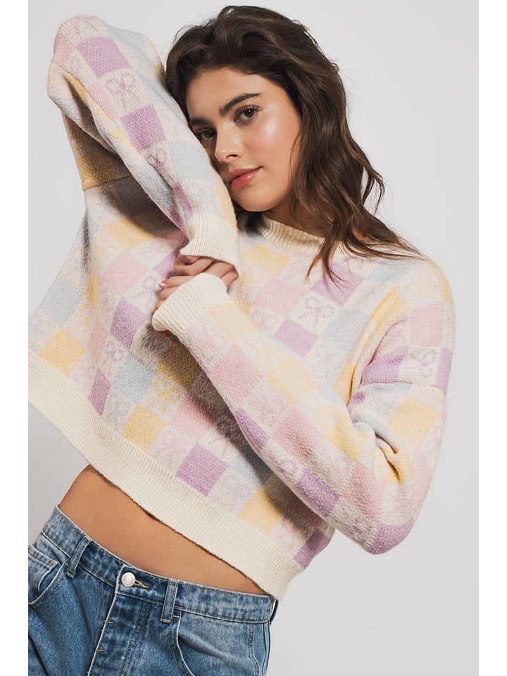 Urban Daizy - Wholesale Knit Sweater - Women's - Pretty Pastel Knit Bow Sweater