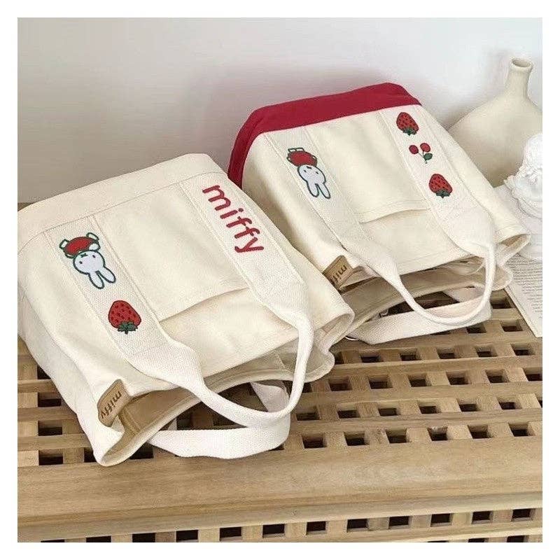 FurDecoration - Wholesale Tote Bag - Women's - Cute Rabbit Embroidered Canvas Tote Bag8