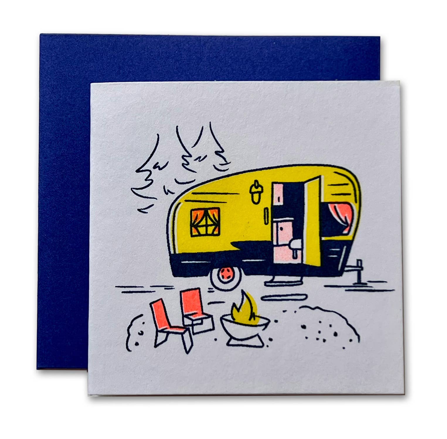 Ladyfingers Letterpress – Engroshandel Hverdagshilsen kort – Vintage Camping Risograph Lille Kort0