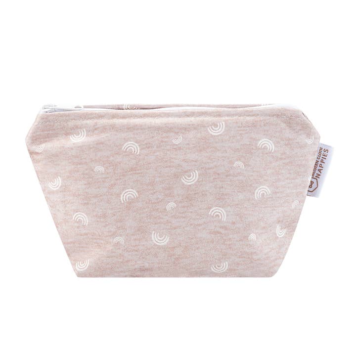 Small Reusable Cloth Wipe & Sanitary Bag - Rainbow Oatmeal for wholesale by Modern Cloth Nappies