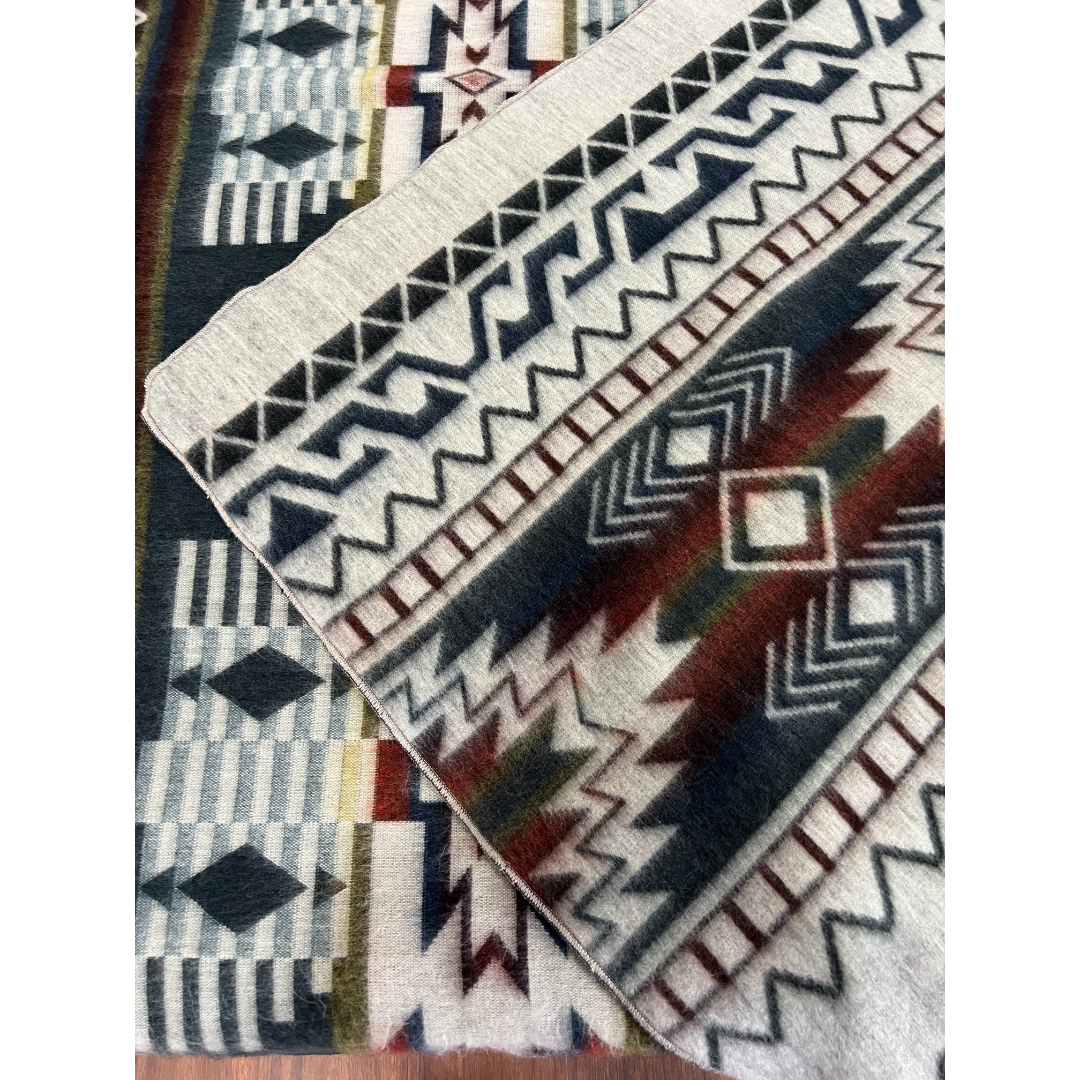 Green Brown Cream Burgundy Western design Queen Blanket "Walk Steady" for wholesale on Faire1