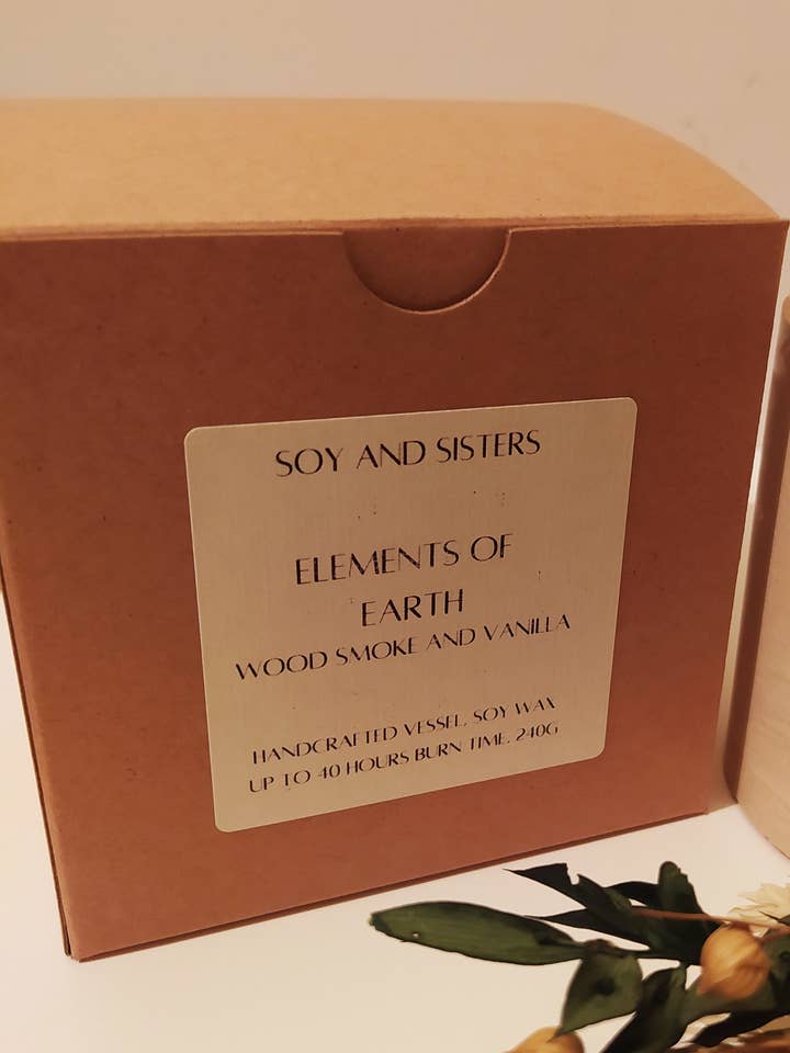 Vela de cera de soja artesanal Elements of Earth por atacado de Soy and Sisters