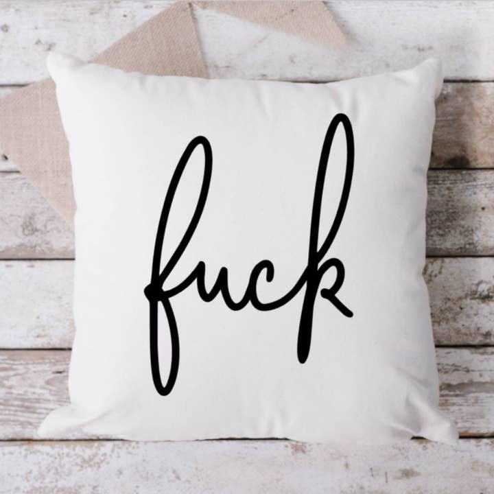 F*ck White Pillow, Throw Pillow, Funny Pillow, Sarcastic Pillow, 18 x 18 Pillow, Pillow, White Pillow for wholesale by Brandi Dai Designs