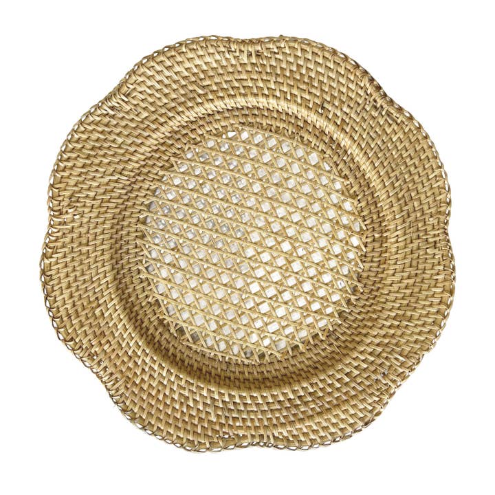 Scallop Rattan Charger Plate (Natural) Wicker Straw Placemat for wholesale by Bali Harvest