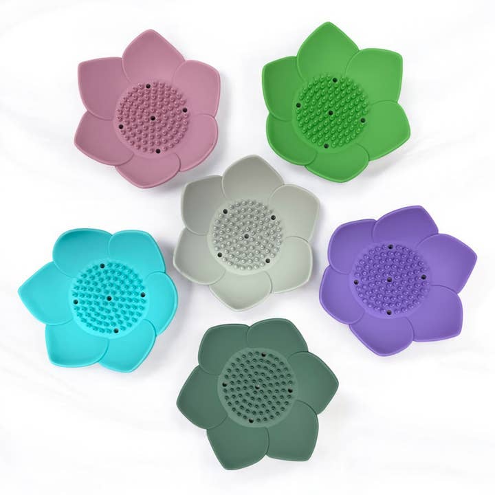 Relax Away Essentials - Wholesale Bath Soap Dish - Shower Steamer Tray - Lotus Shape - Flexible Silicone