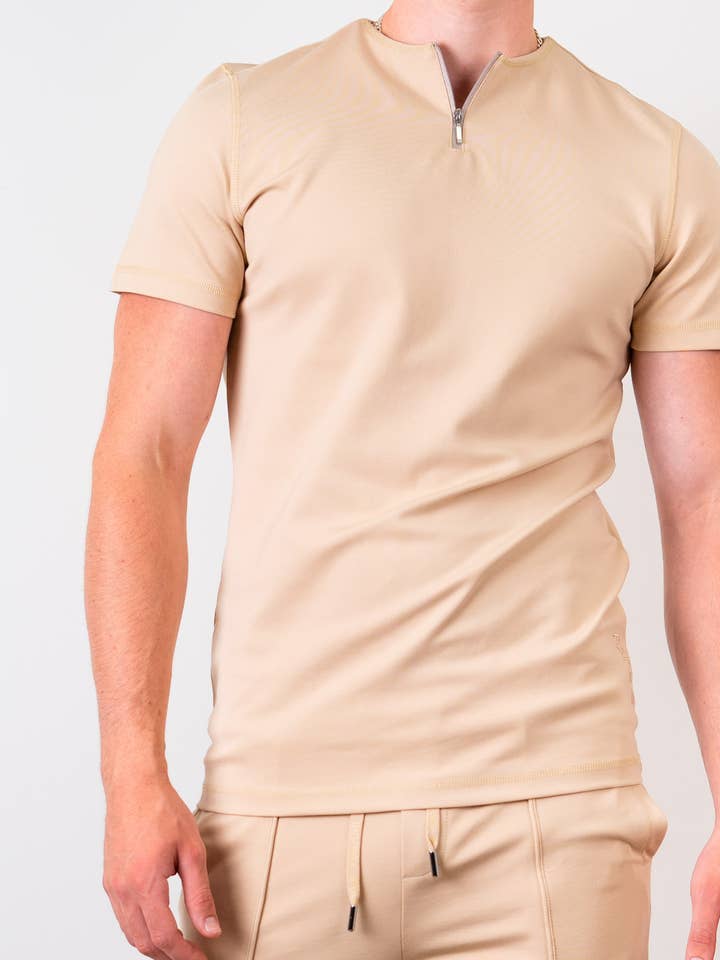 Slim fit collarless with zip Shirt for wholesale by Perochi Clothing