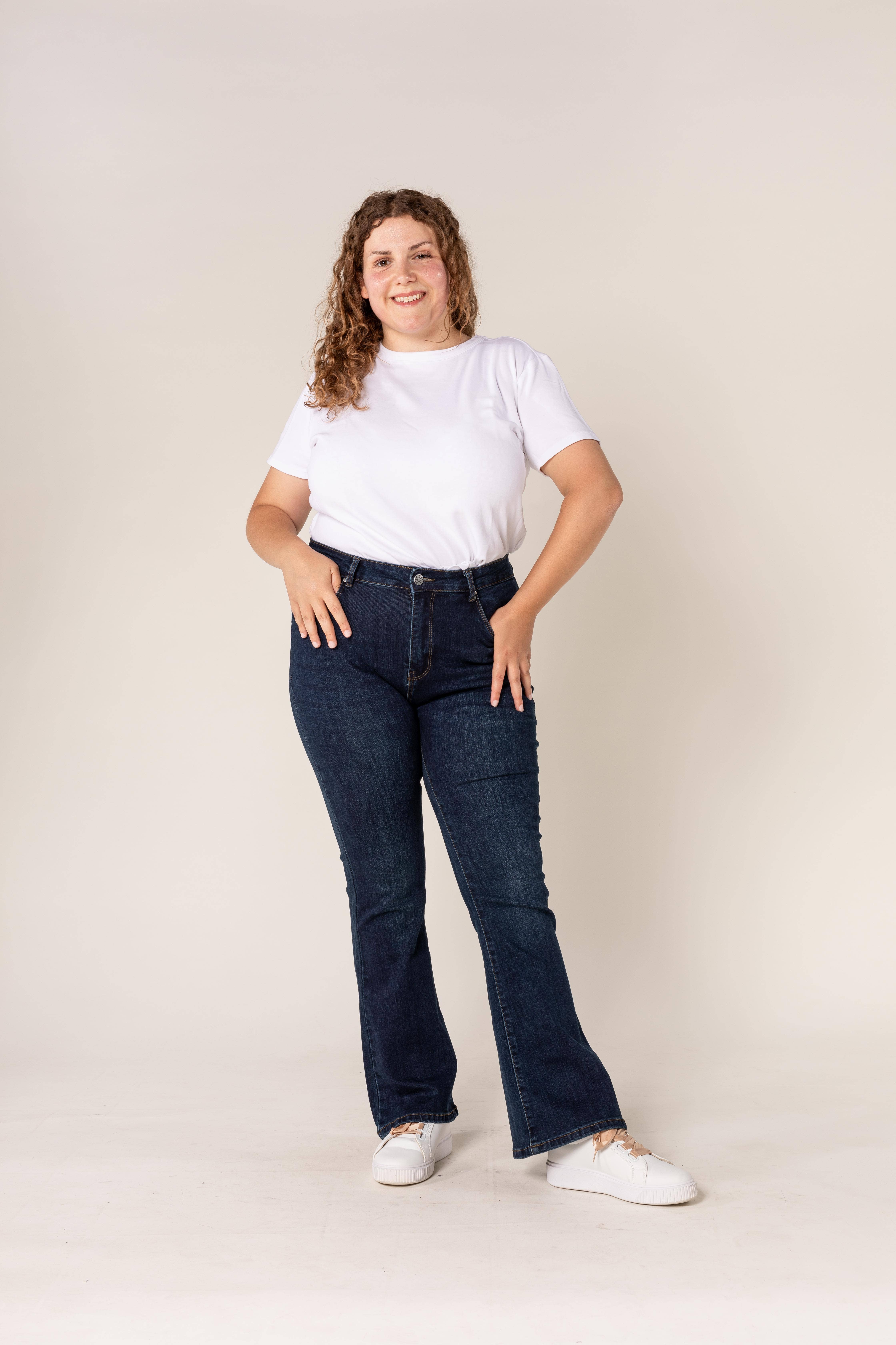 Nina Carter - Vendita all'ingrosso Jeans - Donna - Jeans a zampa elasticizzati vita alta per curve taglie comode (P201)0