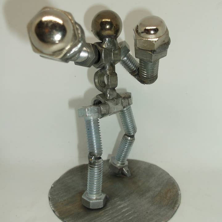 Creations Welded - Wholesale Decorative Figurine - Boxer, Metal Bolt Figurine, Fighter, Athlete, Upcycled.