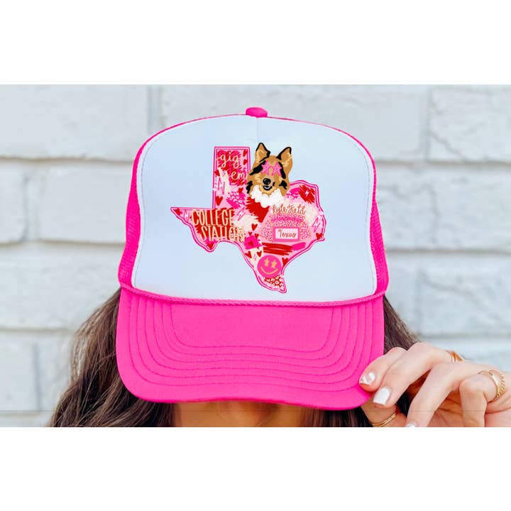 Preppy Texas A&M Aggies State Trucker Hat  for wholesale by Gia Gifts Boutique