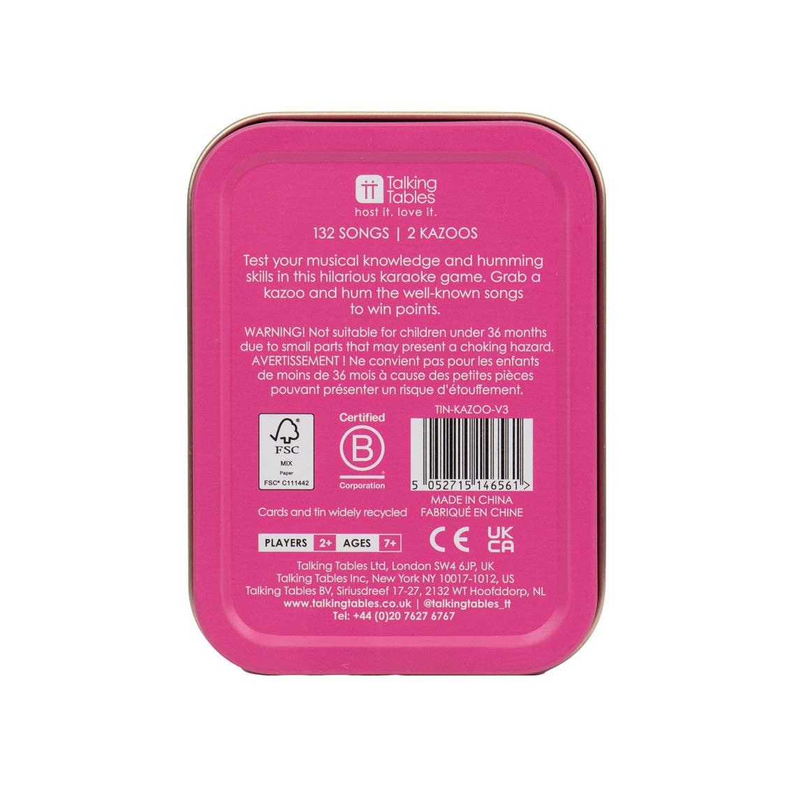 Talking Tables UK – wholesale Card game – Karaoke Tin Game | Music Trivia | Portable Game |3