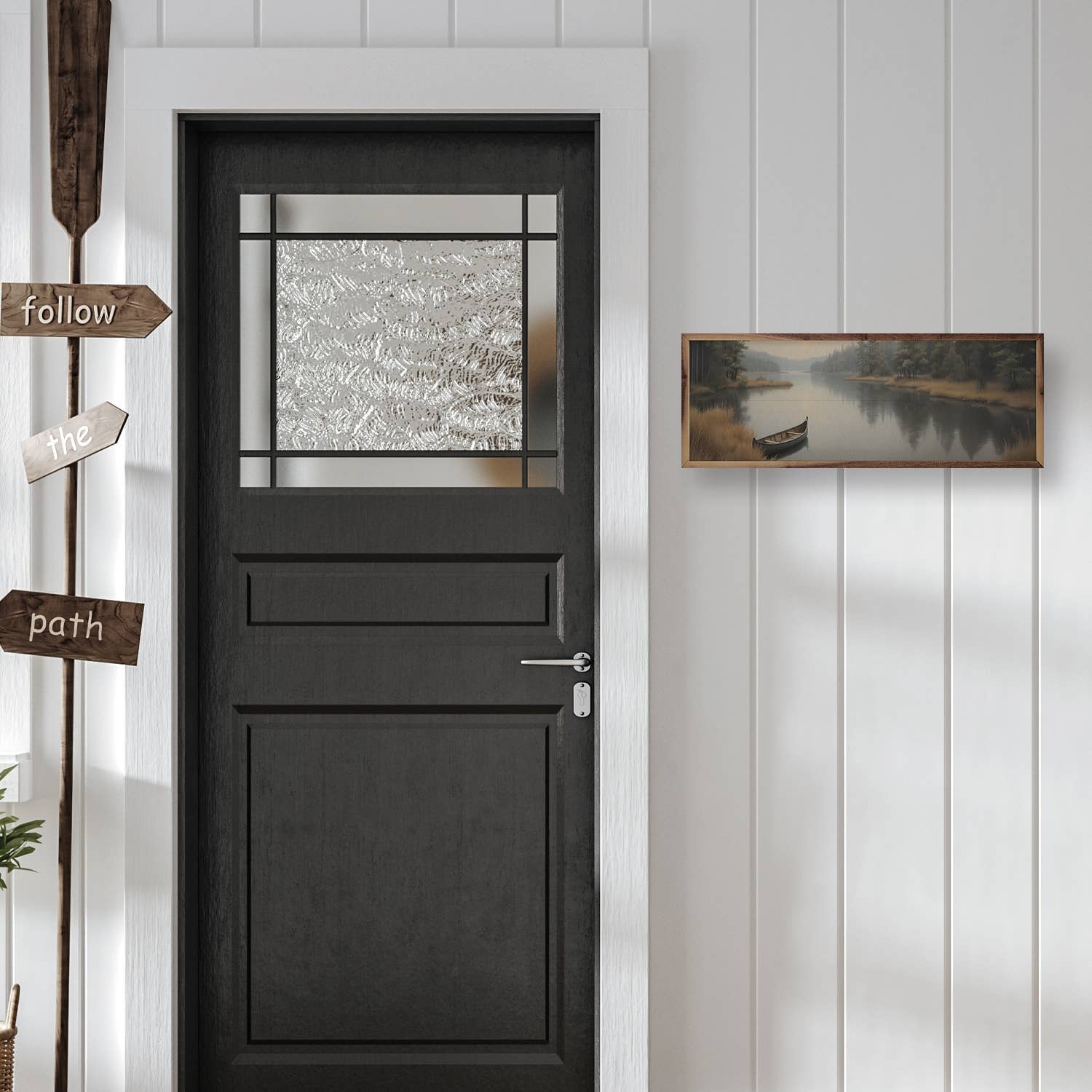 Kendrick Home - Wholesale Wood Wall Art - Canoe On The Lake Edge2