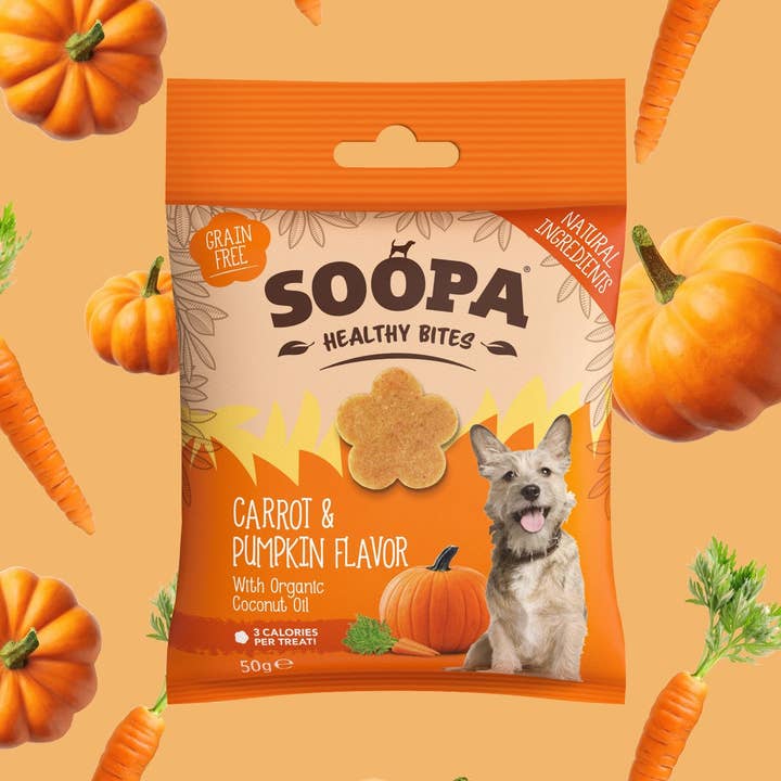 Dolcetti per cani Carrot & Pumpkin per la vendita all'ingrosso da parte di Soopa Europe