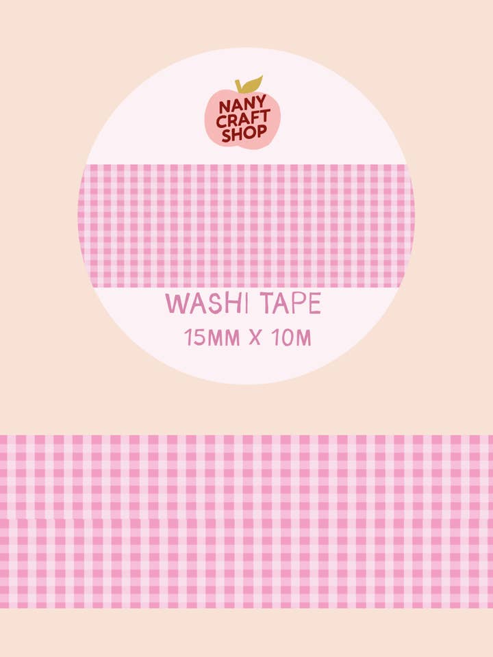 Washi Tape - vichy rosa per la vendita all'ingrosso da parte di Nany Craft Shop