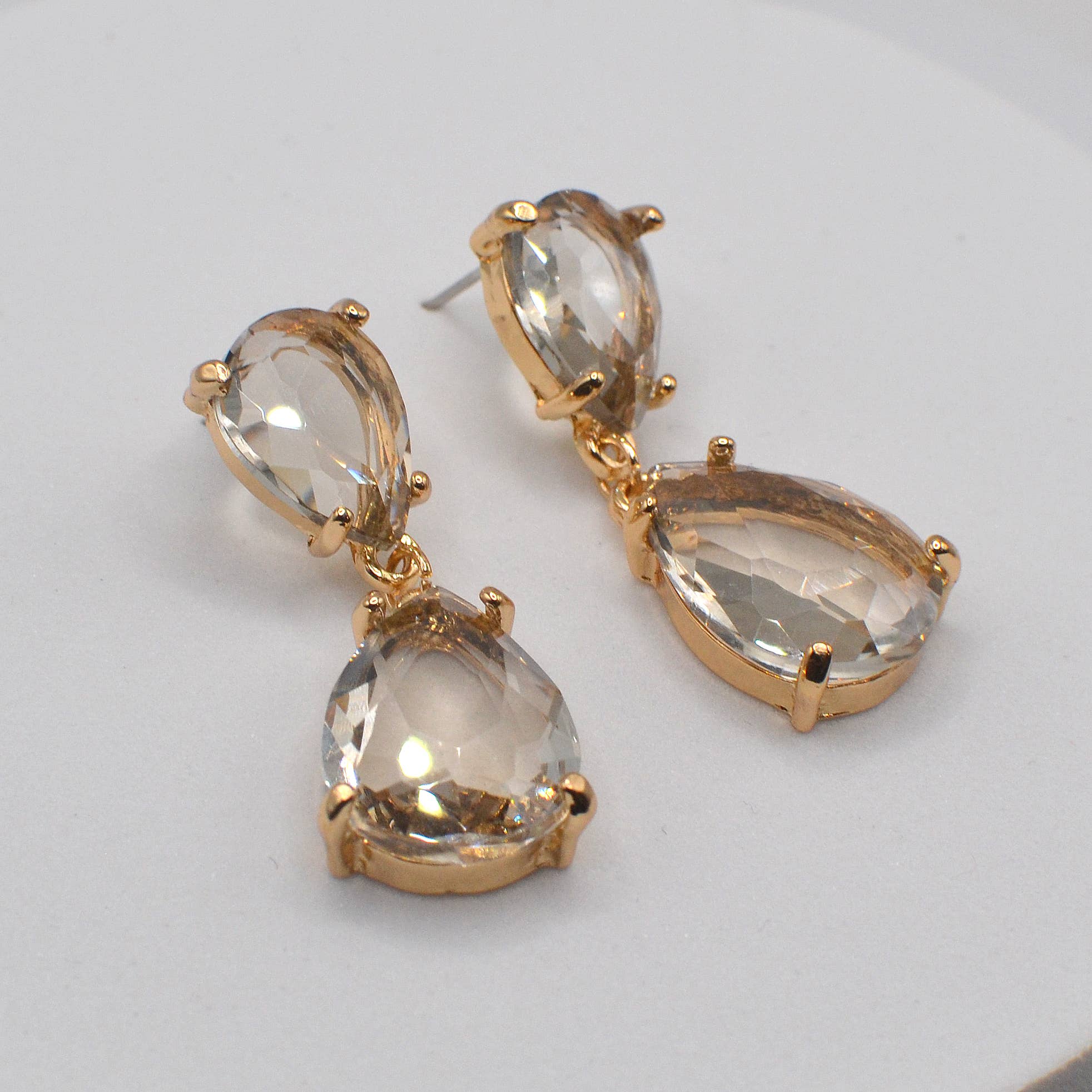 StarryNYC - Wholesale Dangle Earrings - Teardrop Glass Stone Dangle Crystal Bridal Earrings10