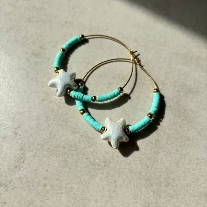 OE! - Wholesale Hoop Earrings - SEA BREEZE - cerchi con stelle marine in ceramica vietrese1