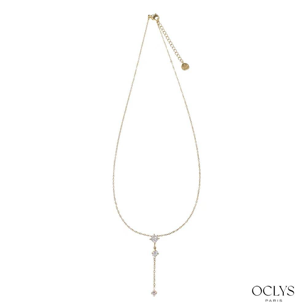 Oclys – Großhandel Gliederhalskette – Goldene Halskette mit farbigen Strasssteinen aus Edelstahl „Ariana“3