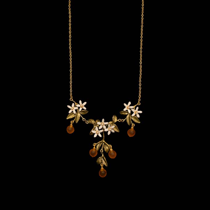 Dainty Orange Blossom Necklace - 16" Adj. for wholesale by Michael Michaud