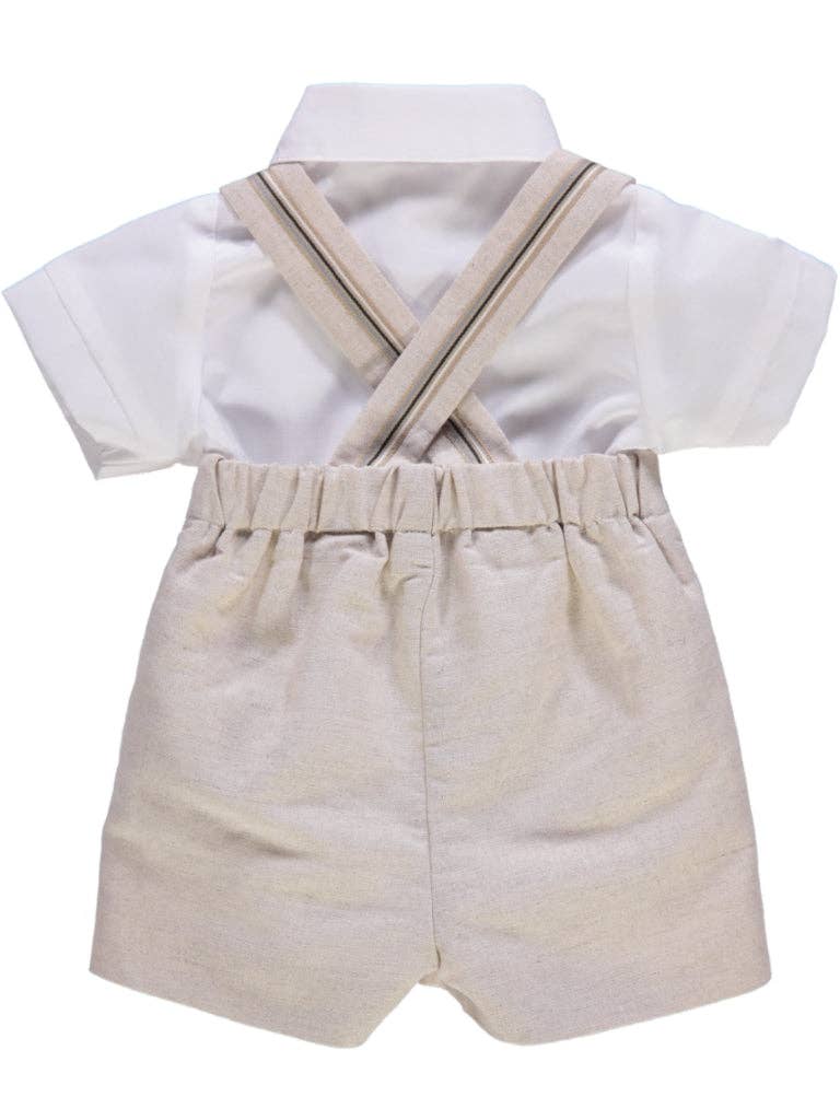 Piccola Speranza - Wholesale Top & Short Set - Kids - Conjunto bege e branco de camisa e calção com alças1