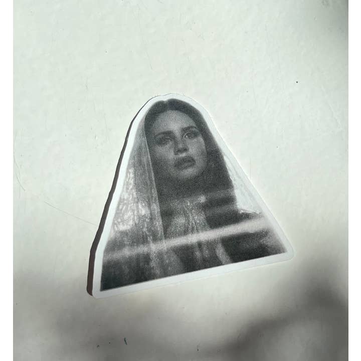 Autocollant mat découpé à la forme Vierge Marie de Lana Del Rey pour la vente par Literary by Ava