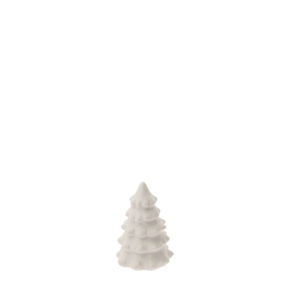 Boston International - Wholesale Christmas Decoration - 2.25" Tall White Ceramic Led Xmas Tree Christmas
