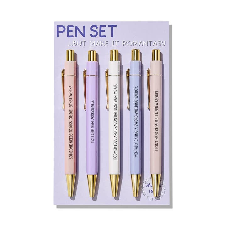 La Folie Press - Wholesale Pen - Romantasy Pen Set - Set of 5 Romance Reader Ballpoint Pens
